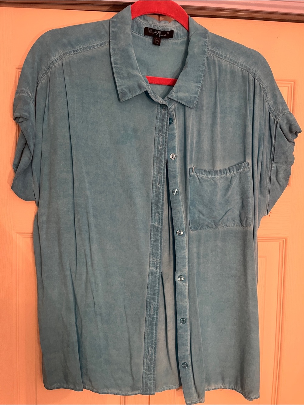 Velvet Heart Teal Washed Button-Down Shirt